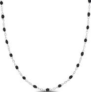 DELMAR Sterling Silver Black Enamel Station Chain Necklace