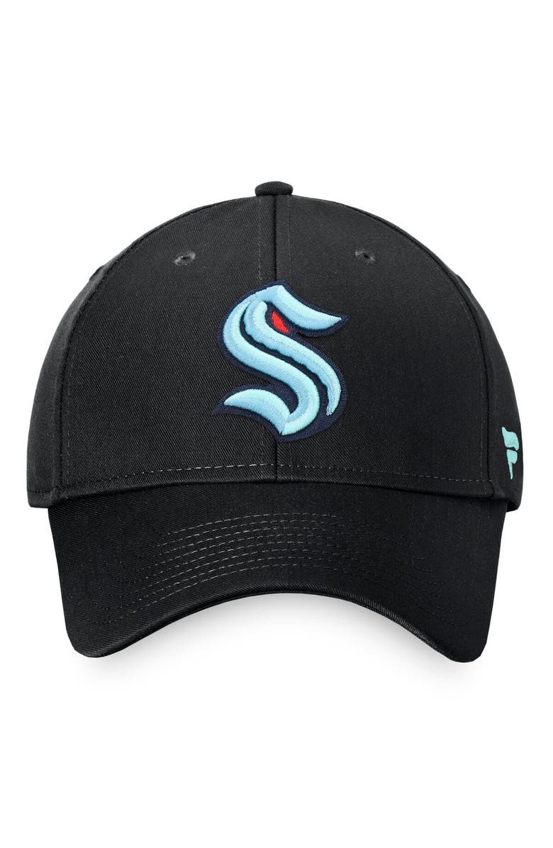 FANATICS Men's Fanatics Black Seattle Kraken Logo Core Adjustable Hat, Alternate, color, 