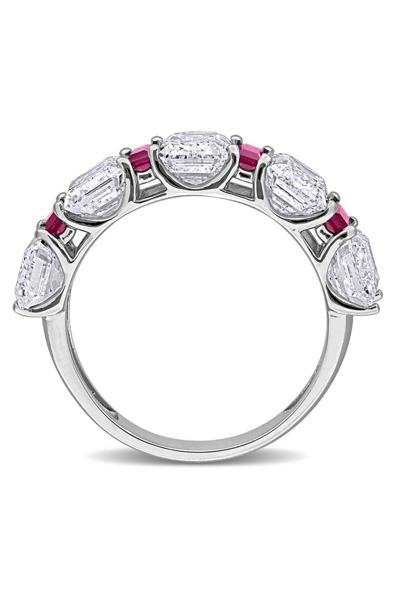 Lab-Created Ruby Semi-Eternity Ring 14k, Alternate, color, Ruby