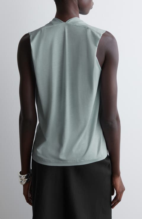 Draped V-Neck Sleeveless Top