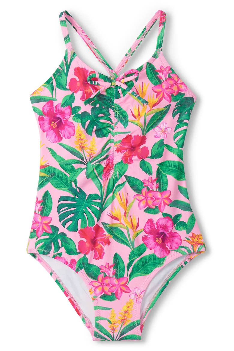 Kids' Tropical Floral One-Piece Swimsuit, Main, color, PINK