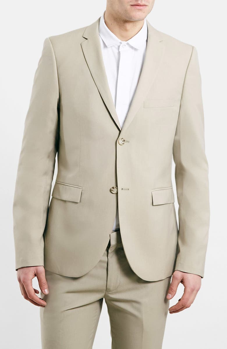 Topman Camel Ultra Skinny Suit Jacket, Main, color,
