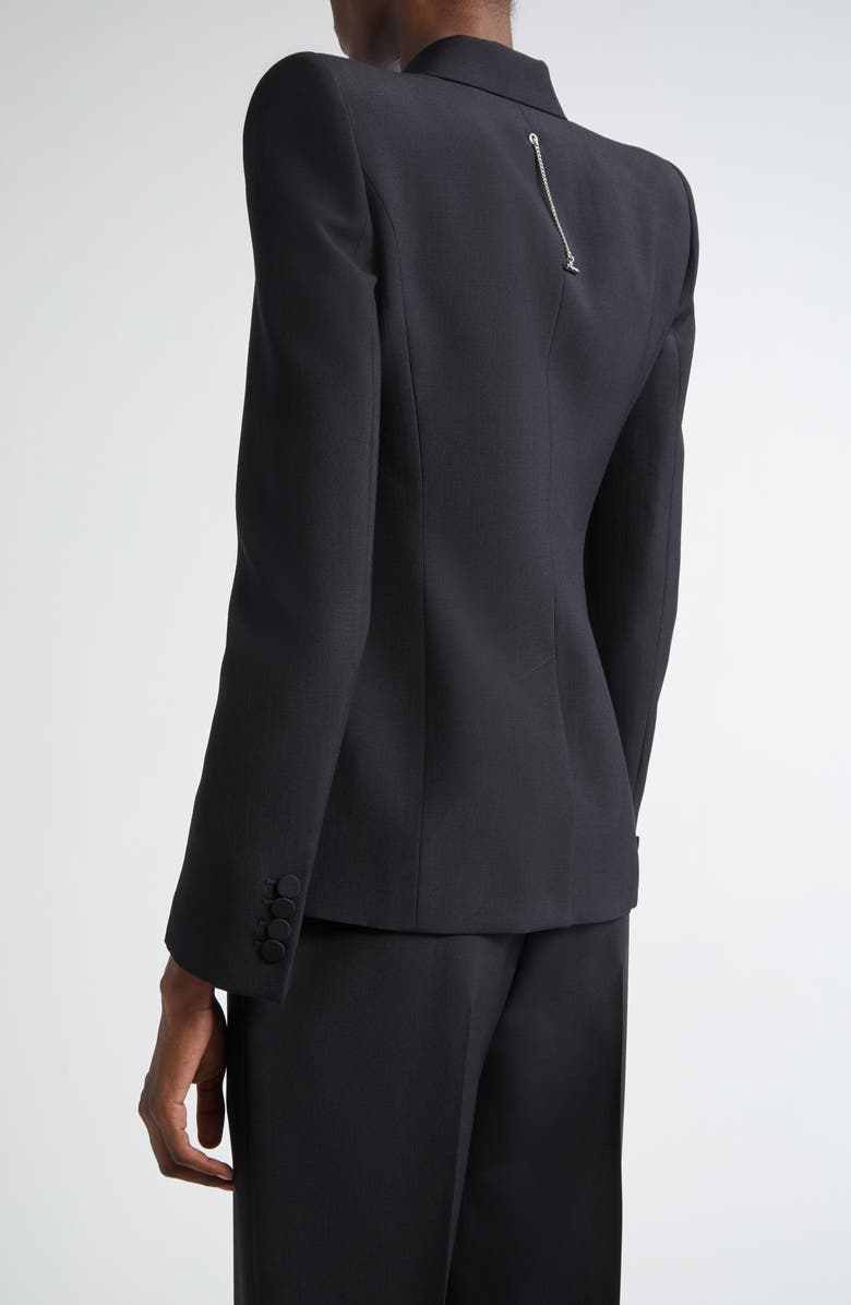 McQueen Stacked Shoulder Wool & Mohair Blazer, Alternate, color, Black