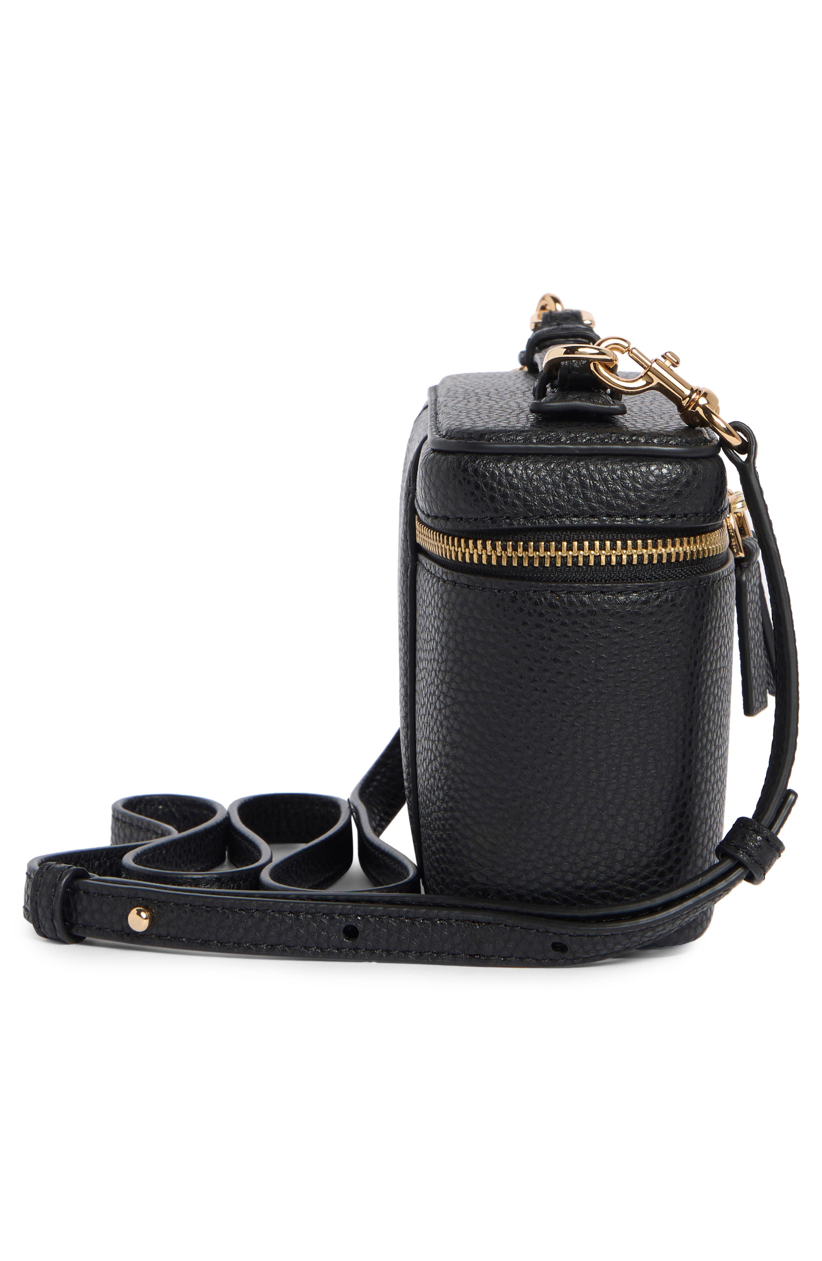 Groove Leather Train Case Crossbody Bag, Alternate, color, BLACK