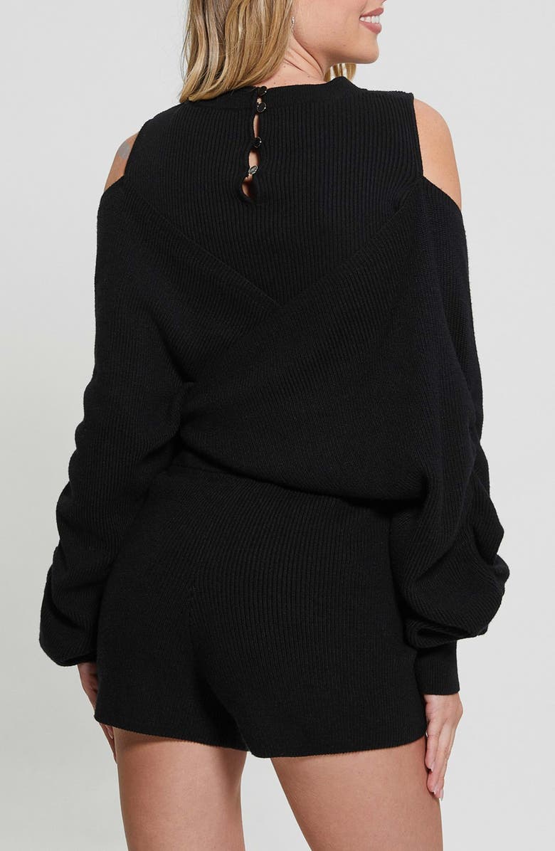 GUESS Zoe Cold Shoulder Rib Romper, Alternate, color, 