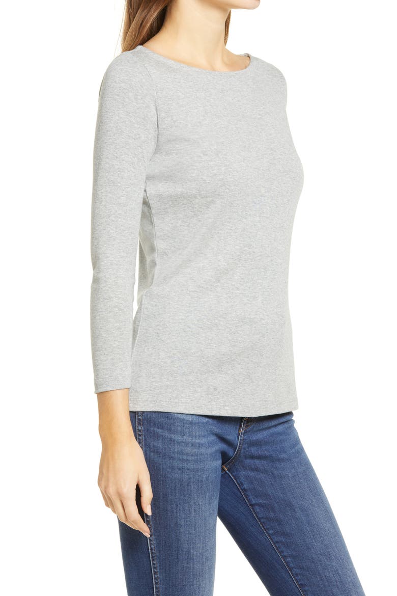 Simple Boatneck Top, Alternate, color, GRAY HEATHER