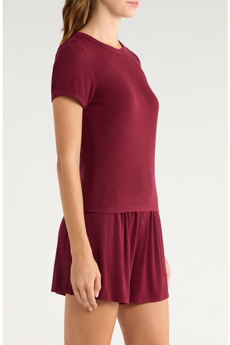 Ribbed Short Pajamas, Alternate, color, CALLIOPE WINE