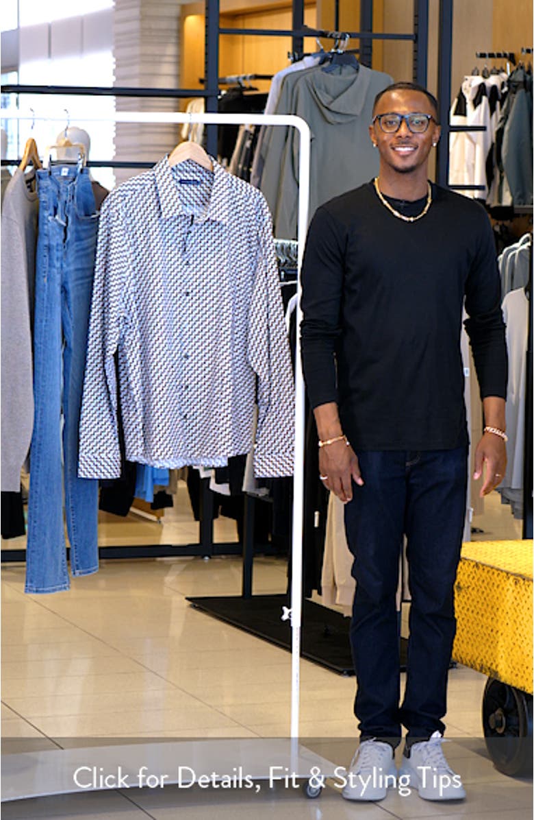 Men's Scotch Print Stretch Cotton Button-Up Shirt, sales video thumbnail