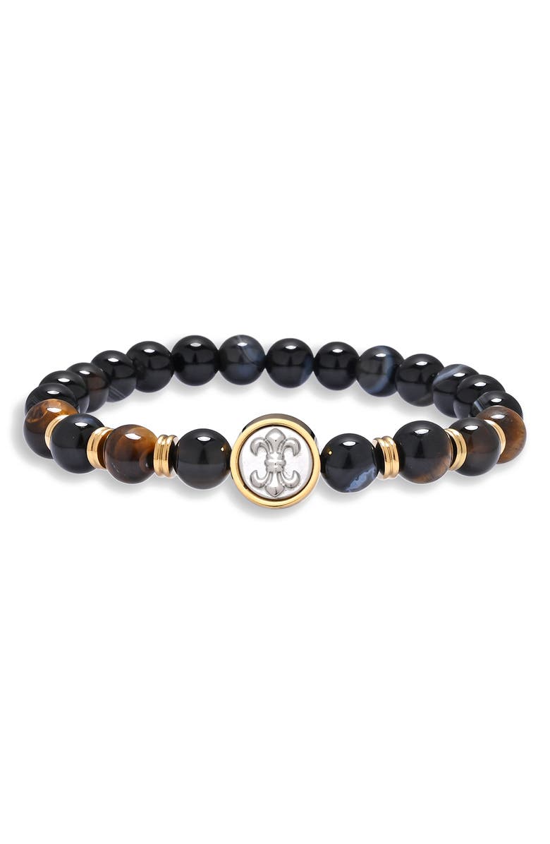EYE CANDY LOS ANGELES Jeremiah Tiger's-Eye Beaded Bracelet, Main, color, Gold