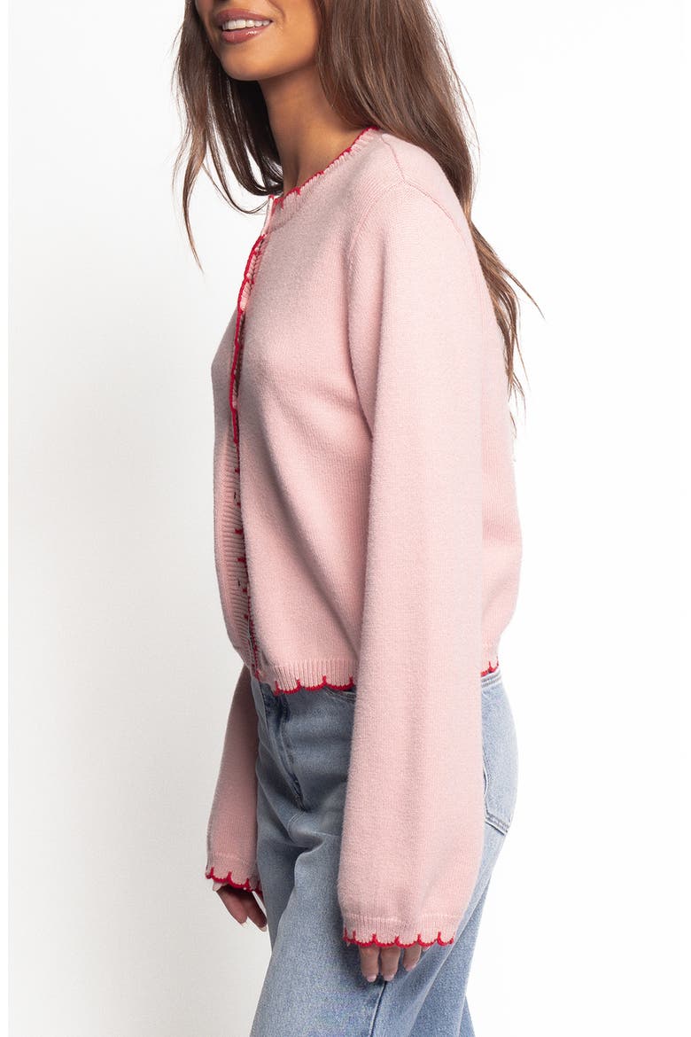 Payton Scallop Cardigan, Alternate, color, PINK RED
