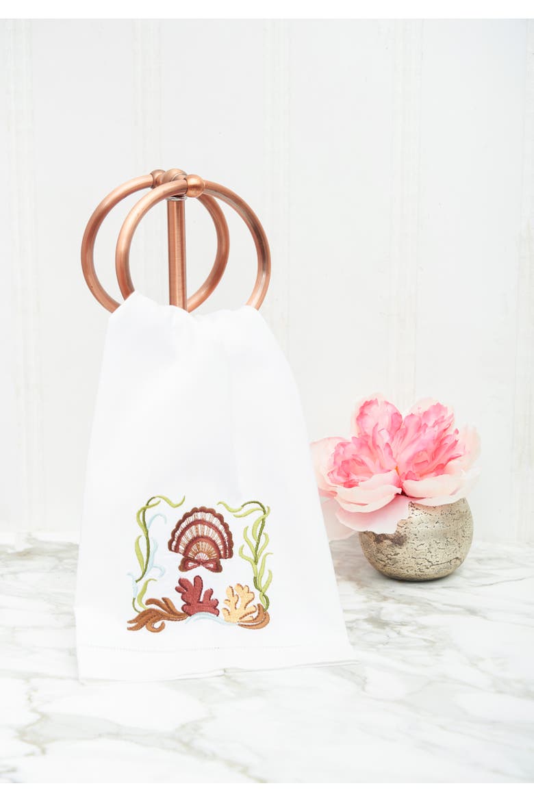 Scallop Shell Woven Kitchen Towel, Alternate, color, brown