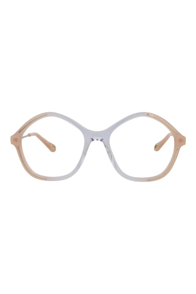 52mm Round Optical Glasses, Main, color, NUDE GOLD TRANSPARENT