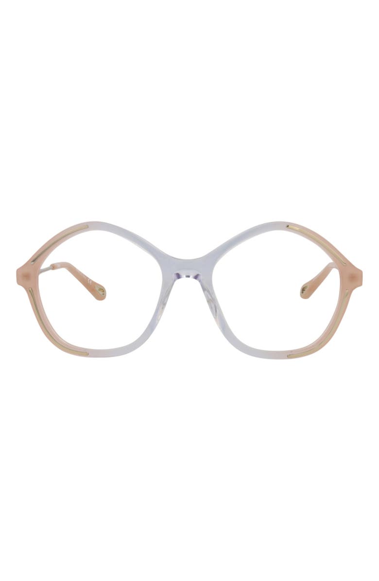 Chloé 52mm Round Optical Glasses, Main, color, Nude Gold Transparent