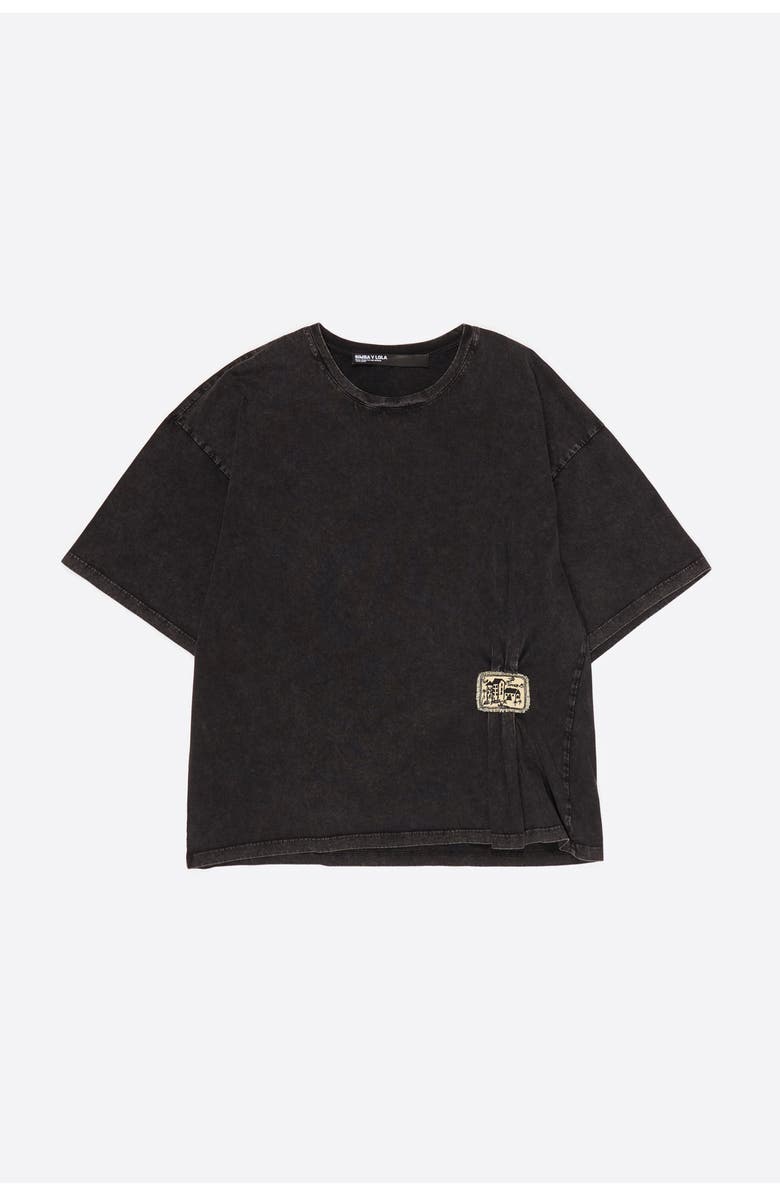 Bimba y Lola Ruched T-Shirt With Custom Label, Alternate, color, Washed Black
