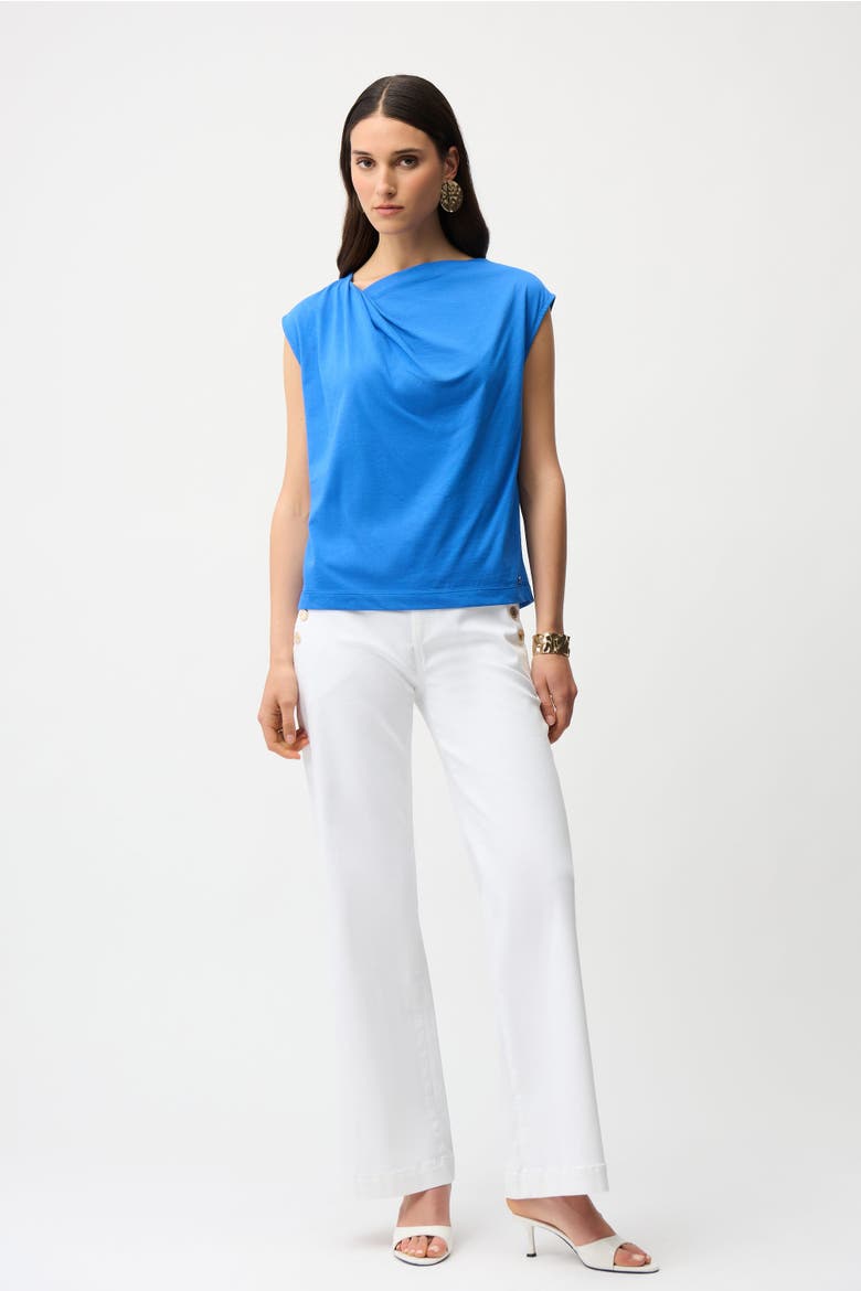 Cotton Top With Asymmetrical Collar, Alternate, color, Harbor Blue