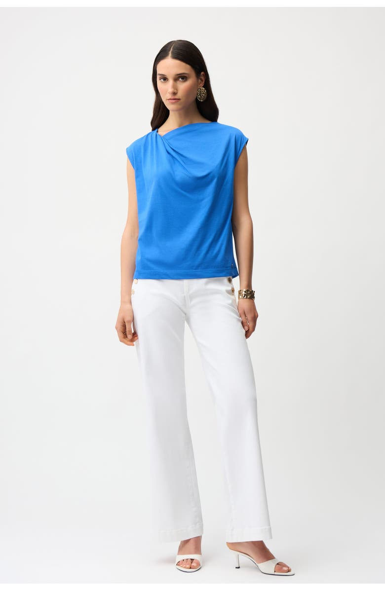 Joseph Ribkoff Cotton Top With Asymmetrical Collar, Alternate, color, Harbor Blue