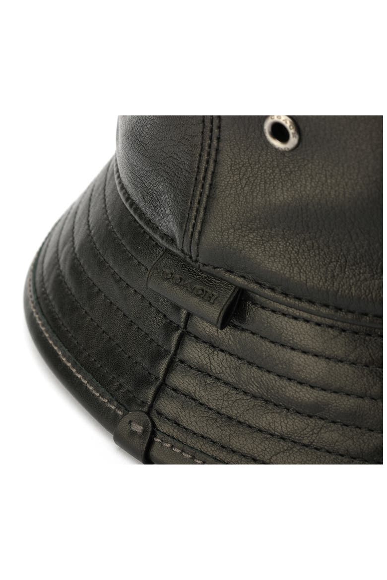 Leather Bucket Hat, Alternate, color, BLACK
