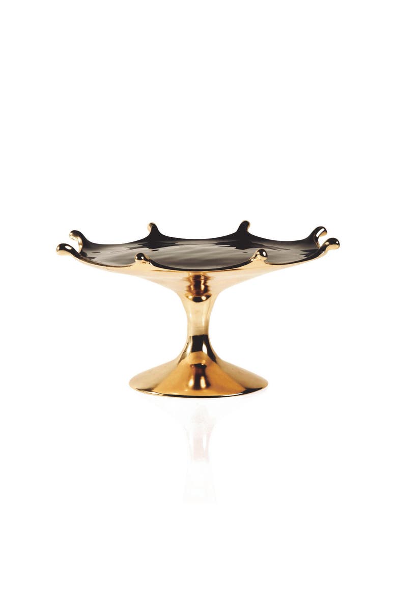 Lunares Splash Cakestand, Main, color, Gold With Oyster