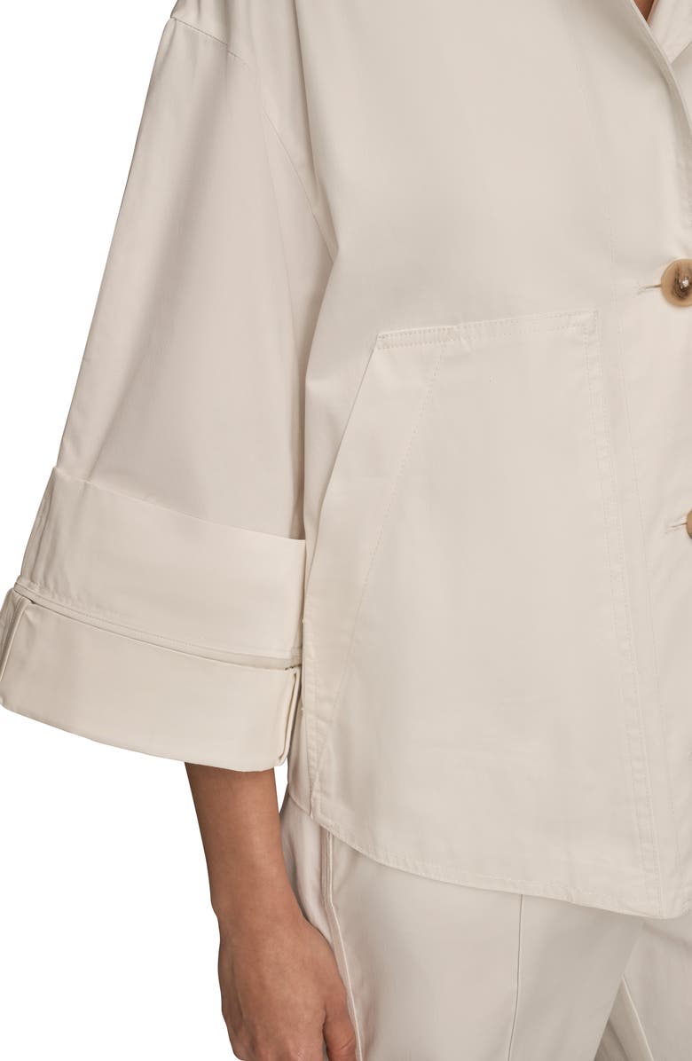 Donna Karan New York Button Front Cotton Twill Jacket, Alternate, color, Cream