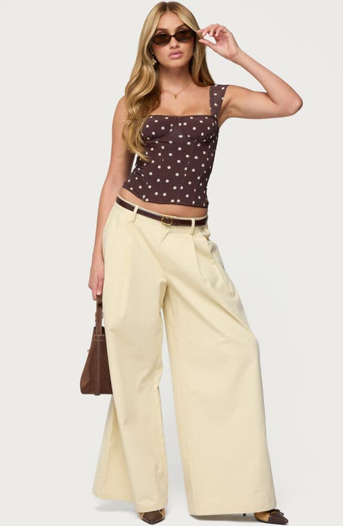 Edikted Marcella Polka Dot Mesh Corset Tank In Brown