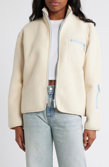 Florence By Mills High Pile Fleece Jacket In Whitecap Grey