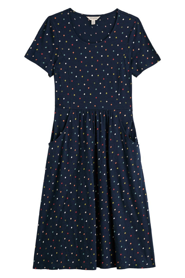 Enor Dot Print Organic Cotton Fit & Flare Midi Dress, Main, color, LITTLE SPONGE SPOT MIX