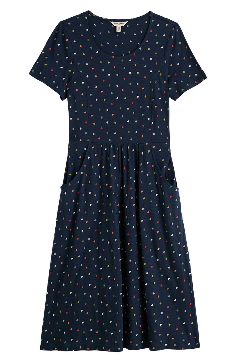 Seasalt Cornwall Enor Dot Print Organic Cotton Fit & Flare Midi Dress, Main, color, Little Sponge Spot Mix
