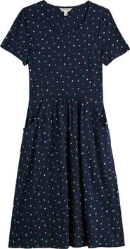 Seasalt Cornwall Enor Dot Print Organic Cotton Fit & Flare Midi Dress