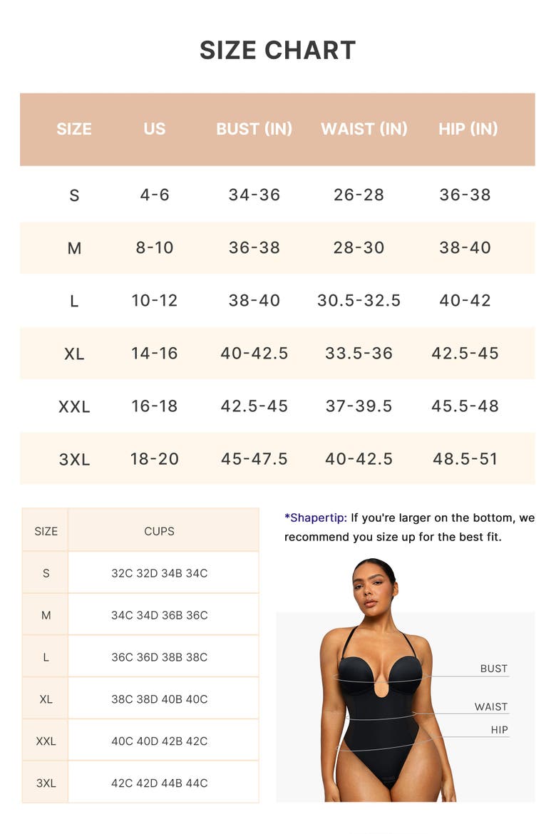 Strapless U-Plunge Thong Shapewear Bodysuit, Alternate, color, Buttercream