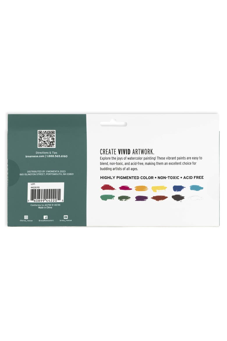 Professional Watercolor Paint Set 12 Tubes, Alternate, color, Multicolored
