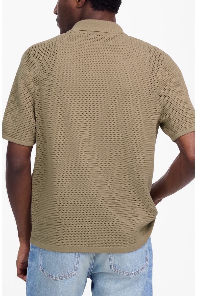 Short Sleeve Open Stitch Cotton Button-Up Shirt, Alternate, color, SAGEBRUSH