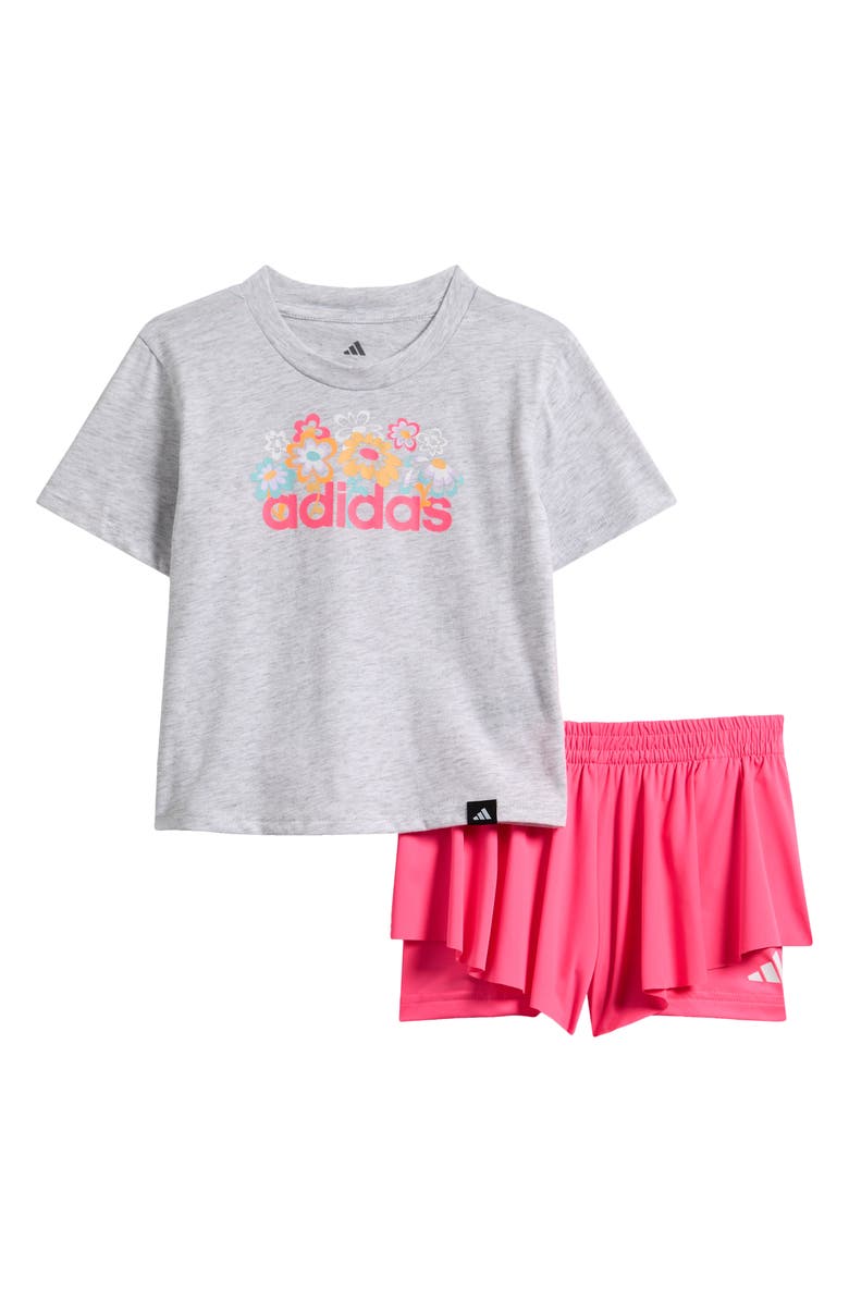 adidas Kids' Graphic T-Shirt & Shorts Set, Main, color, Light Grey Heather