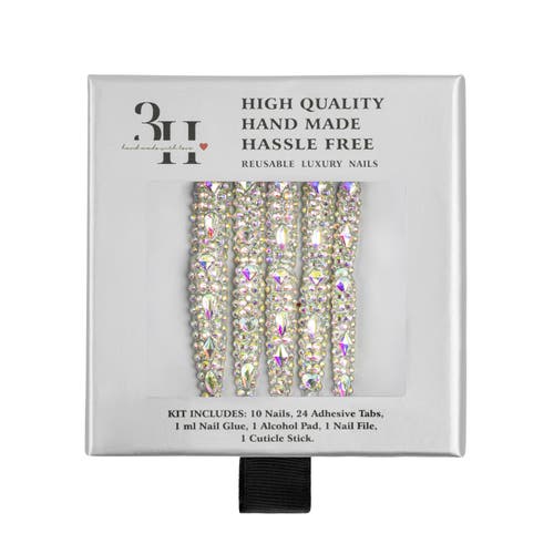 3h Nails Handmade Metallic Silver Stiletto Press-on Nails In Silver