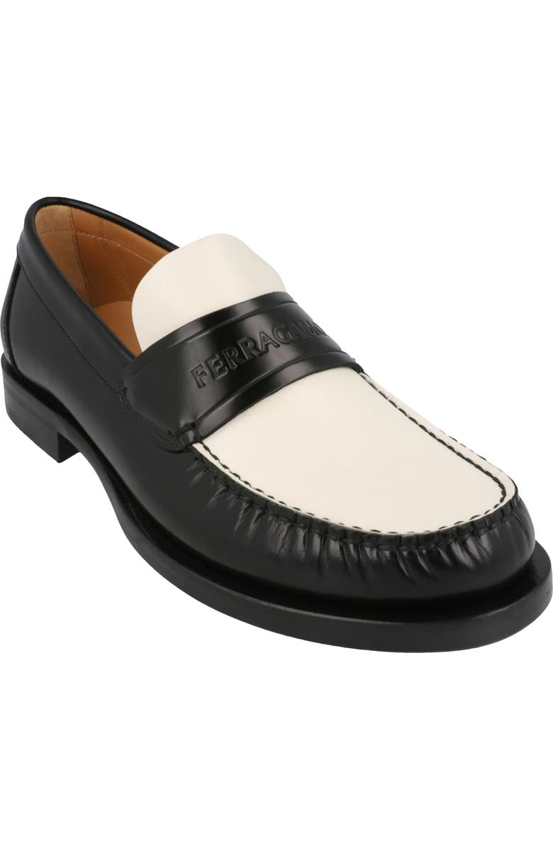 FERRAGAMO Fillmore Embossed Moc Toe Loafer, Main, color, Black