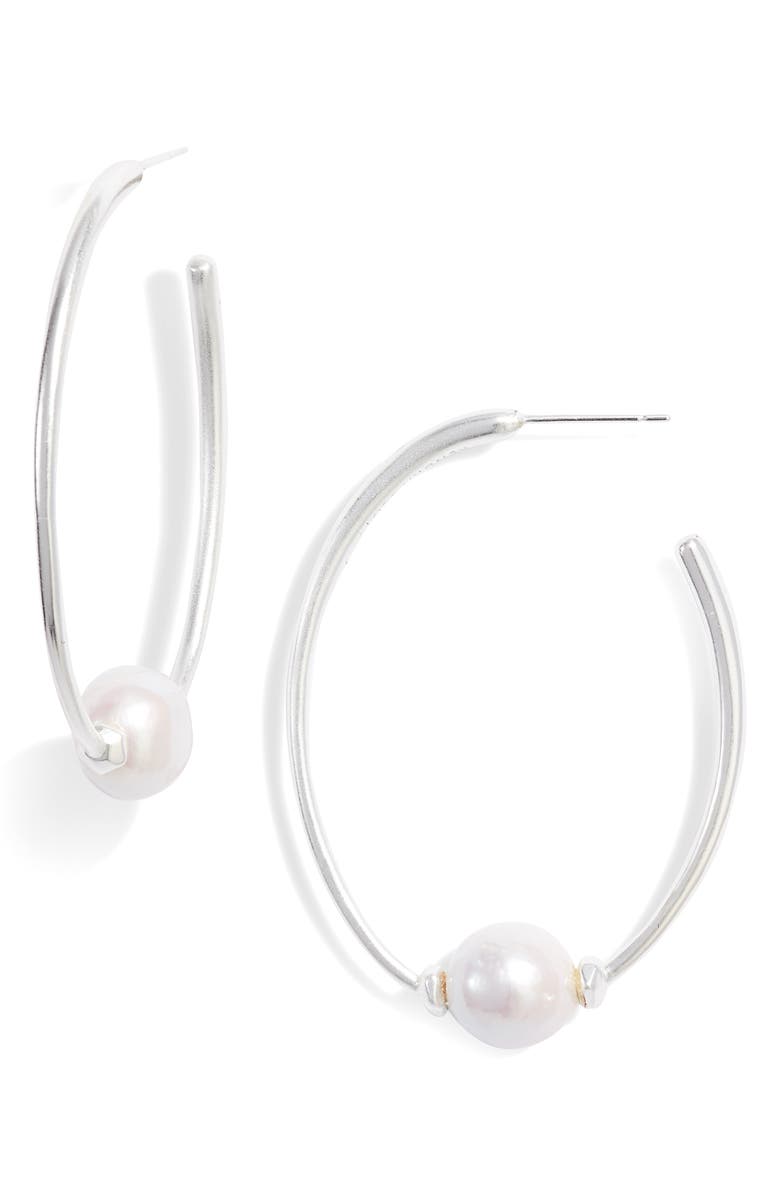 Kendra Scott Regina Natural Pearl Hoop Earrings, Main, color, 
