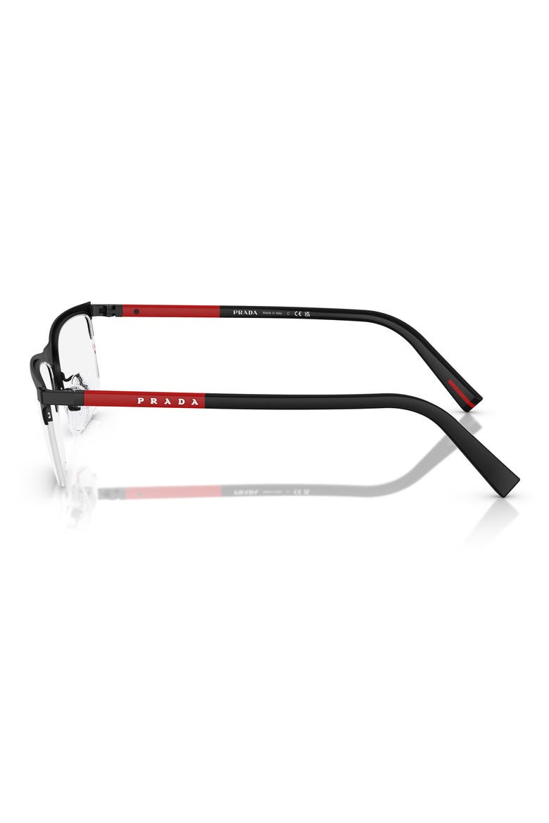 53mm Semi Rimless Pillow Optical Glasses, Alternate, color, MATTE BLACK