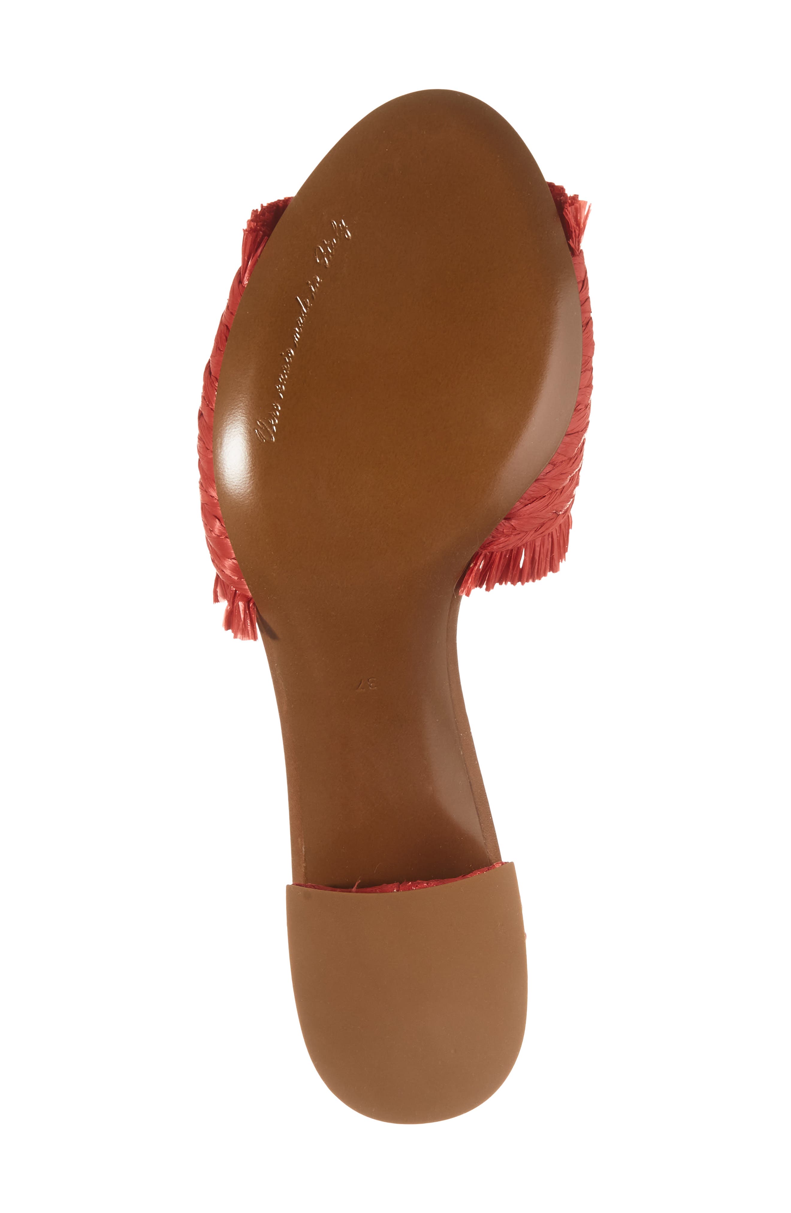 Raffia Fringe Slide Sandal, Alternate, color, 8L302 ROSSO/ SABBIA