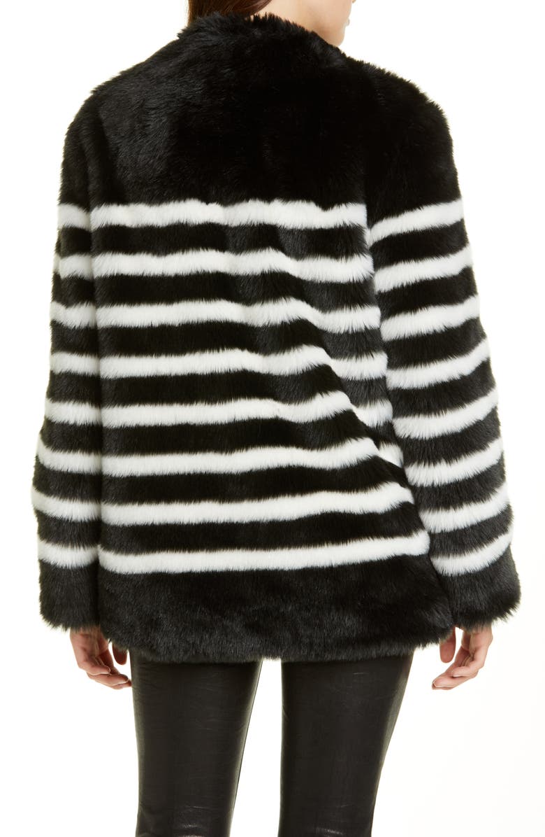FRAME Jerry Stripe Faux Fur Coat, Alternate, color,