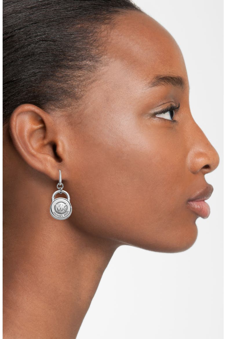 Michael Kors Logo Earrings, Alternate, color, SILVER
