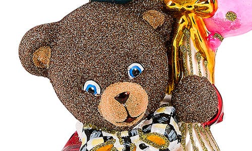 Mackenzie-childs Mackenzie Childs Baby's First Christmas Balloon Bear Glass Ornament In Multi