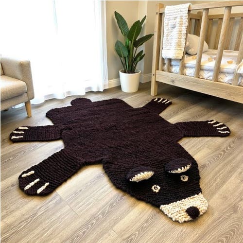 Finn & Emma Finn + Emma Organic Wool Play Mat + Nursery Rug | Brown Bear In Black