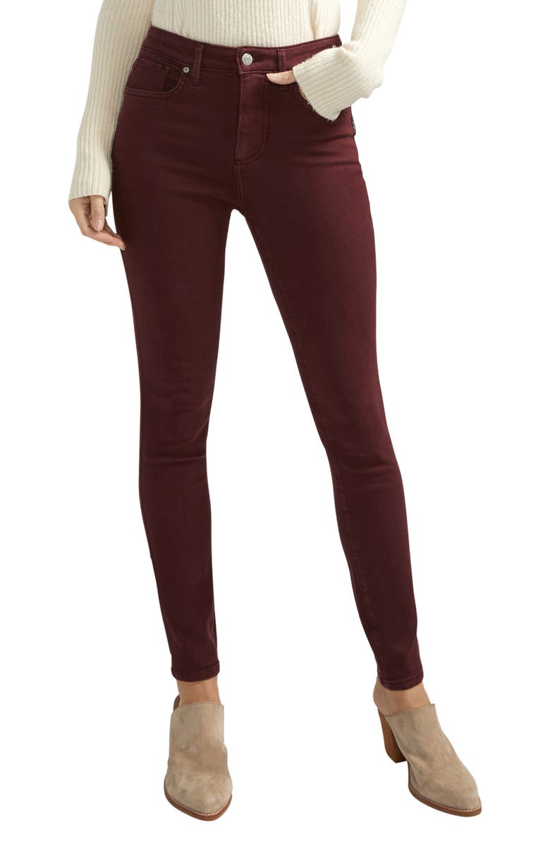 Silver Jeans Co. Isbister High Waist Skinny Jeans, Main, color, Bordeaux