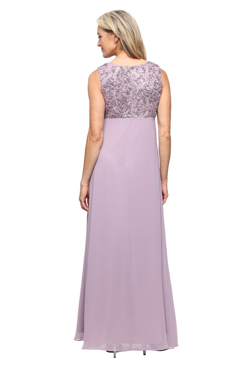Sequin Soutache Lace Empire Waist Chiffon Gown with Jacket, Alternate, color, WISTERIA