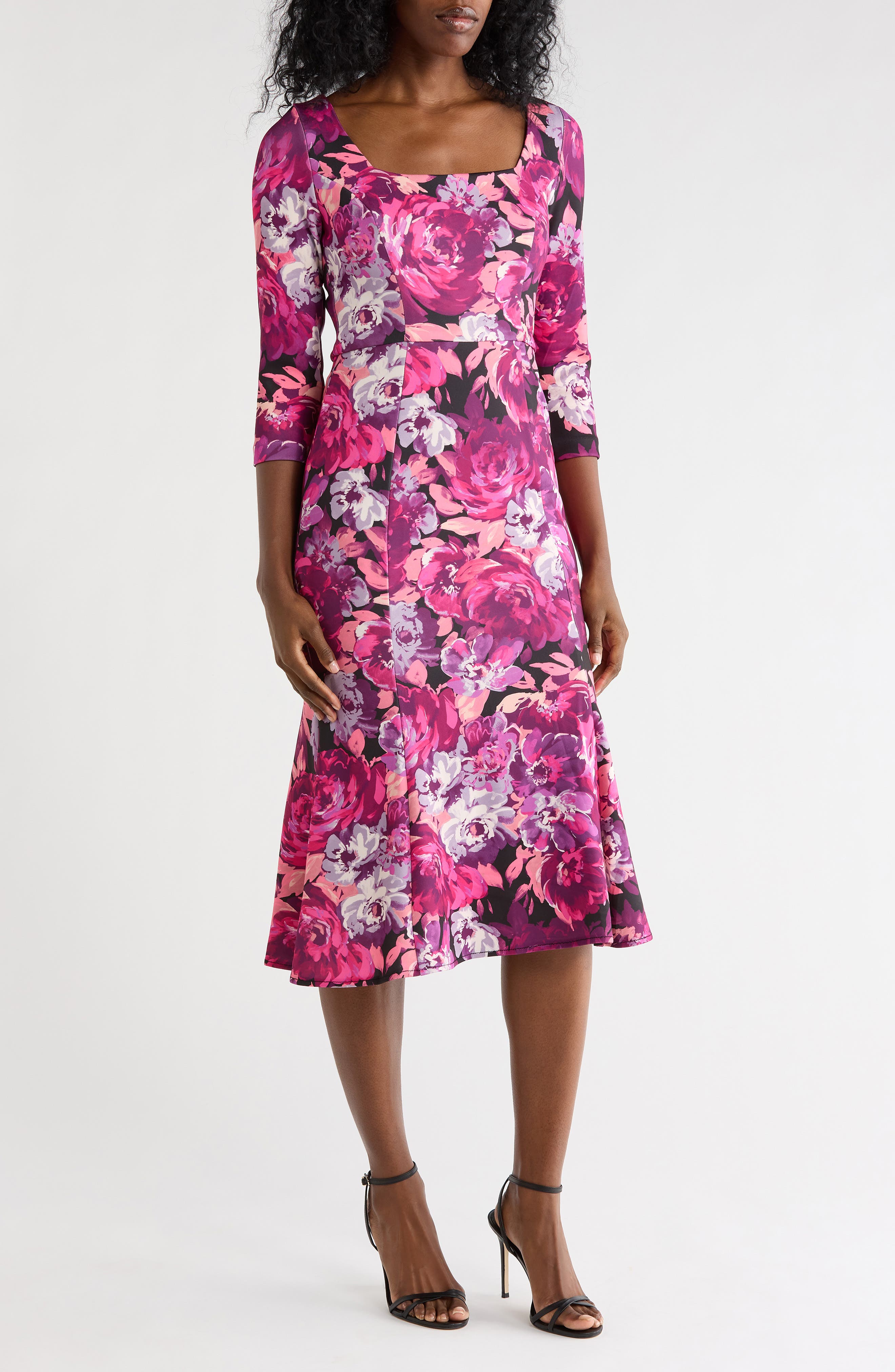 Julia Jordan Floral Print Fit & Flare Midi Dress