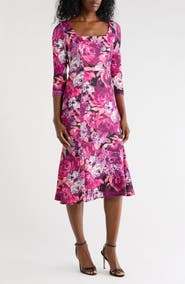Julia Jordan Floral Print Fit & Flare Midi Dress