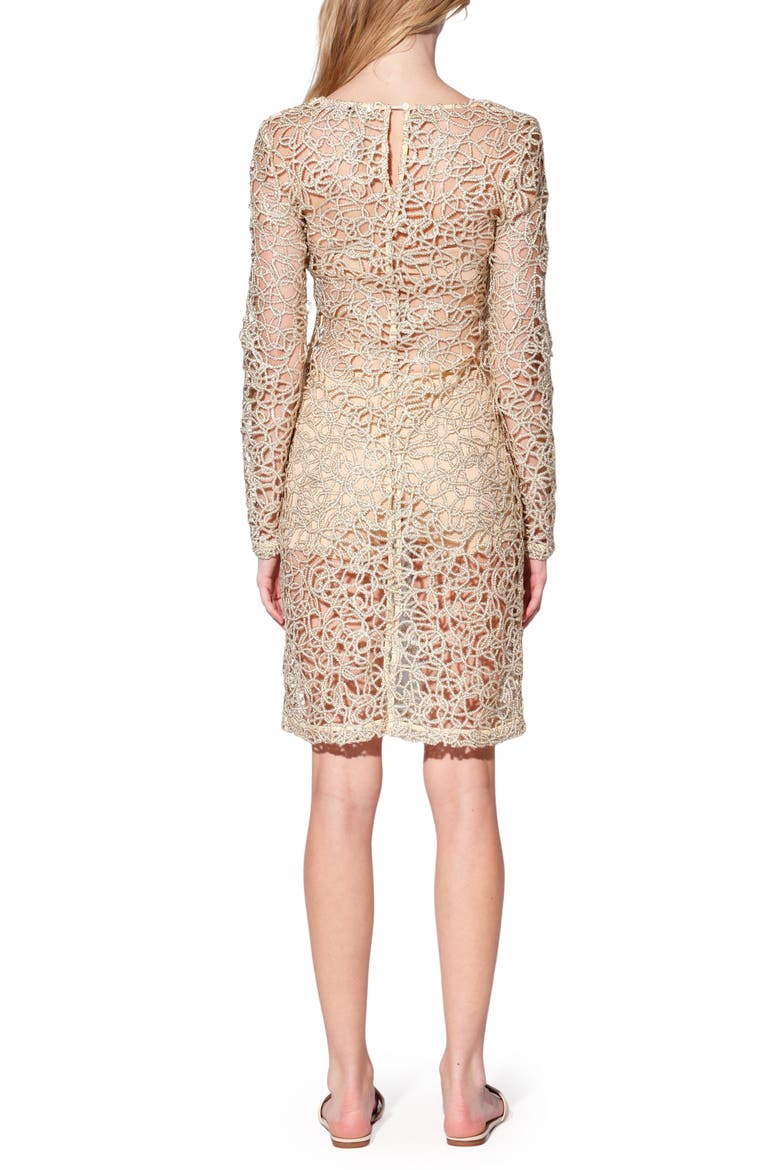 Melody Long Sleeve Embroidered Dress, Alternate, color, GOLD