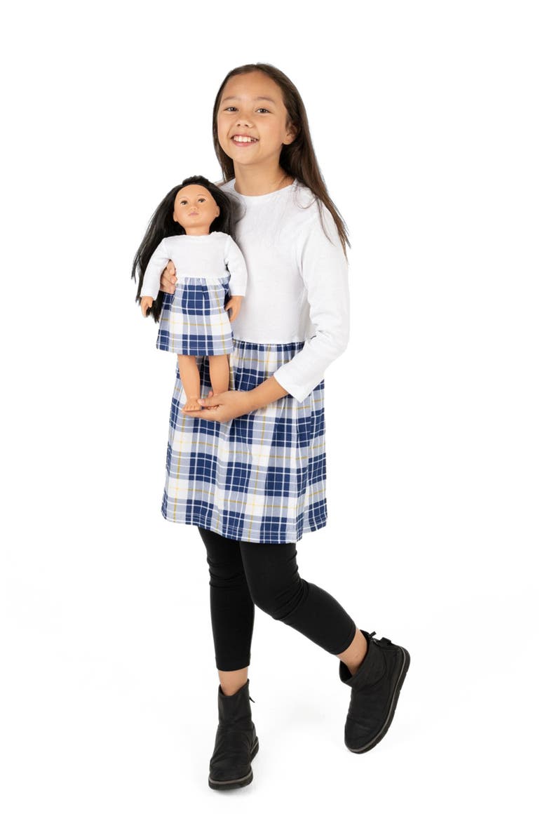 Girls Skirt Dress with Matching Doll Dress, 100% Cotton, Alternate, color, WHITE
