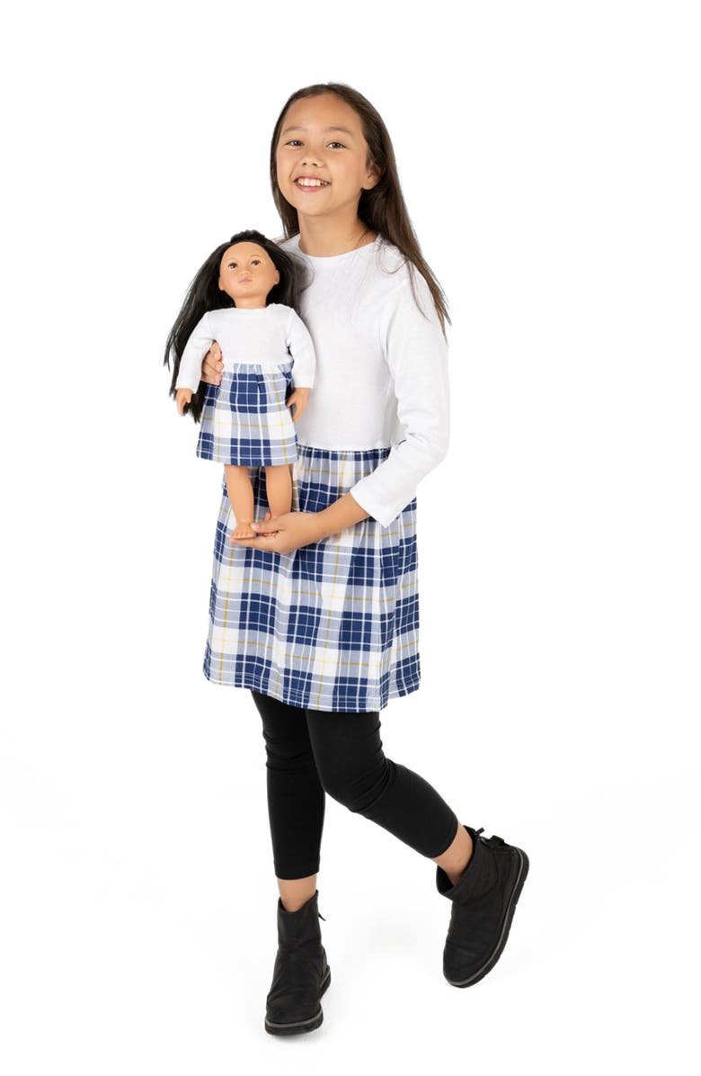 Leveret Girls Skirt Dress with Matching Doll Dress, 100% Cotton, Alternate, color, White