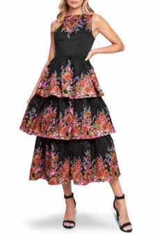 FLYING TOMATO Floral Tiered Midi Dress