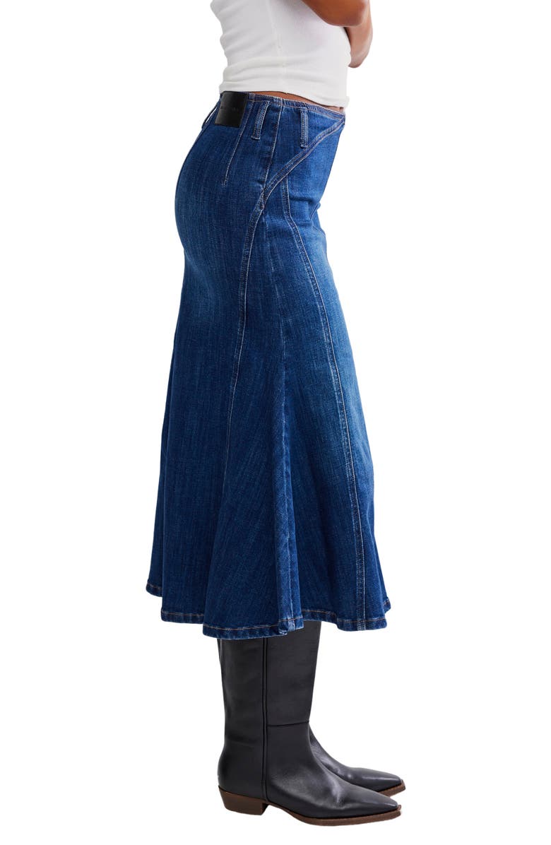Free People Zia Denim Midi Skirt, Alternate, color, Bad Habits